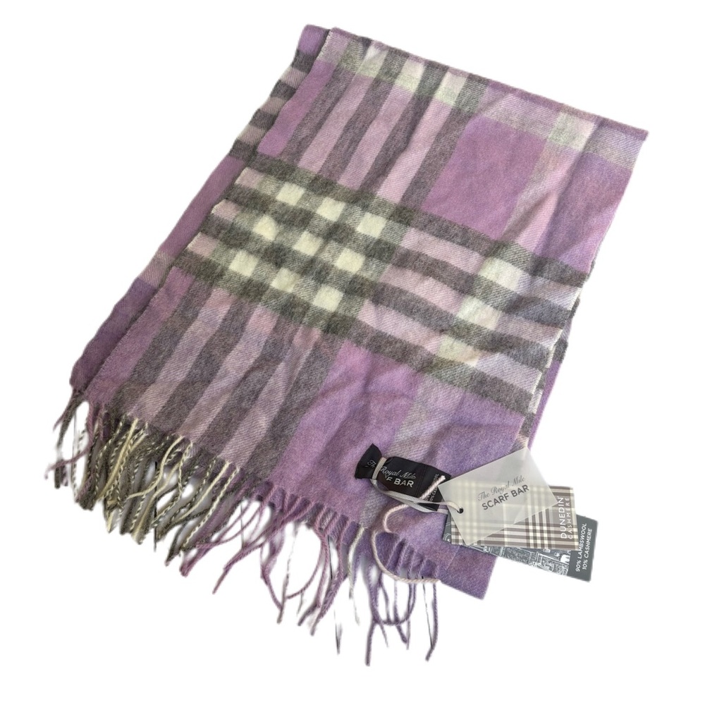 NWT! Dunedin Cashmere Scarf Purple Heather Lambswool Scarf Tartan Scotland